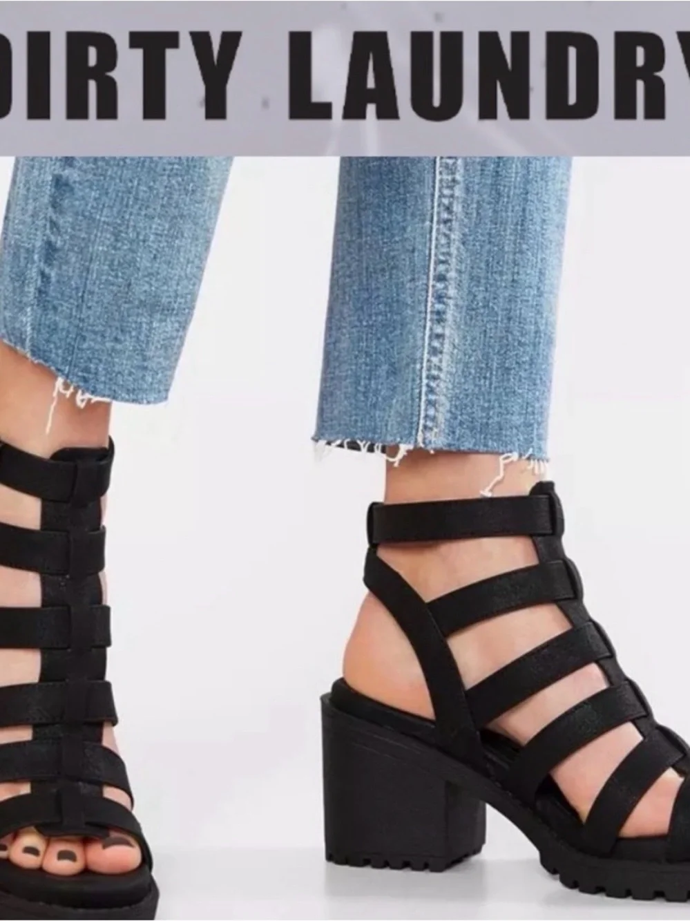 Dirty Laundry Strappy Block Herl Lug Sole Sandals